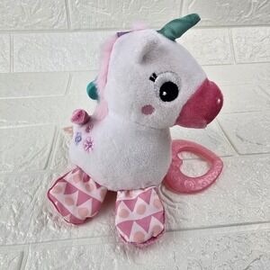 Bright Starts Unicorn Baby Toy Rattle Teether Stroller Crib Clip On Hanging Pink